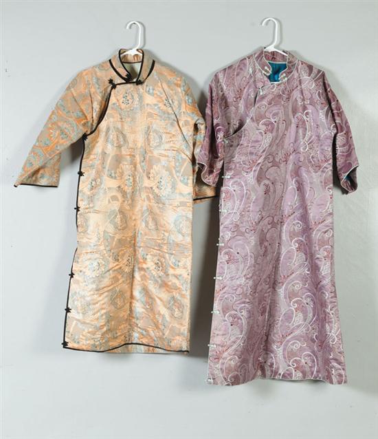 Appraisal: TWO WINTER ROBES China st half- th century silk damask