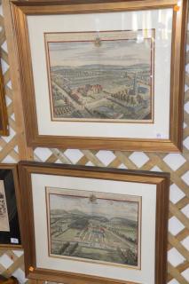 Appraisal: Two colored engravings After Johannes Kip - Wibley the Seat