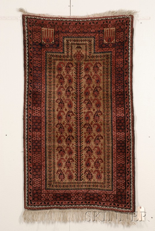 Appraisal: Baluch Prayer Rug Northeast Persia late th century some black