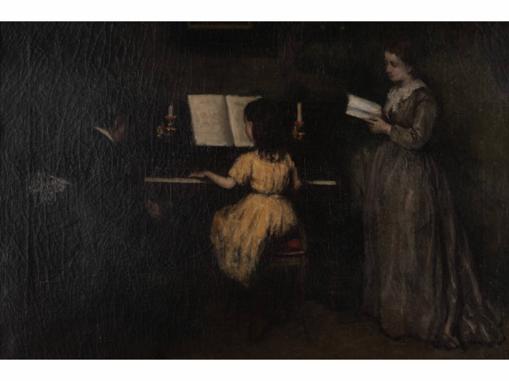 Appraisal: David Adolf Constant Artz Dutch - The Piano Lesson oil