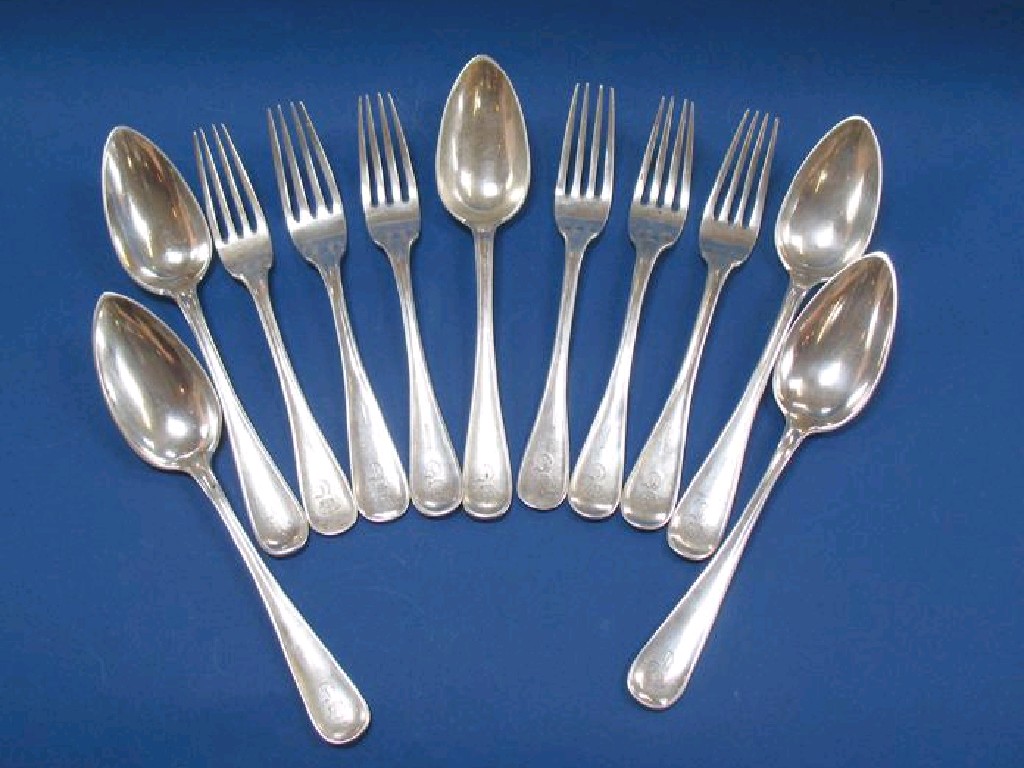 Appraisal: A SET OF SIX CONTINENTAL TABLE FORKS engraved with two