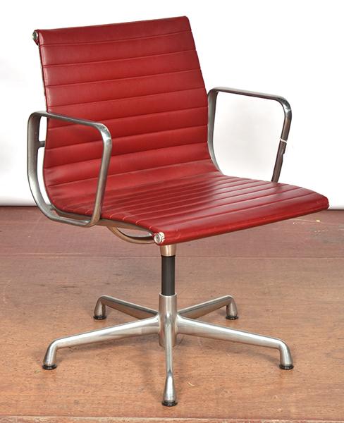 Appraisal: RAY AND CHARLES EAMES ALUMINIUM GROUP CHAIRUPHOLSTERED IN RED LEATHER