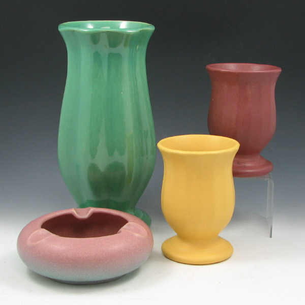 Appraisal: York Pfaltzgraff Pottery vases three and ashtray All marked All