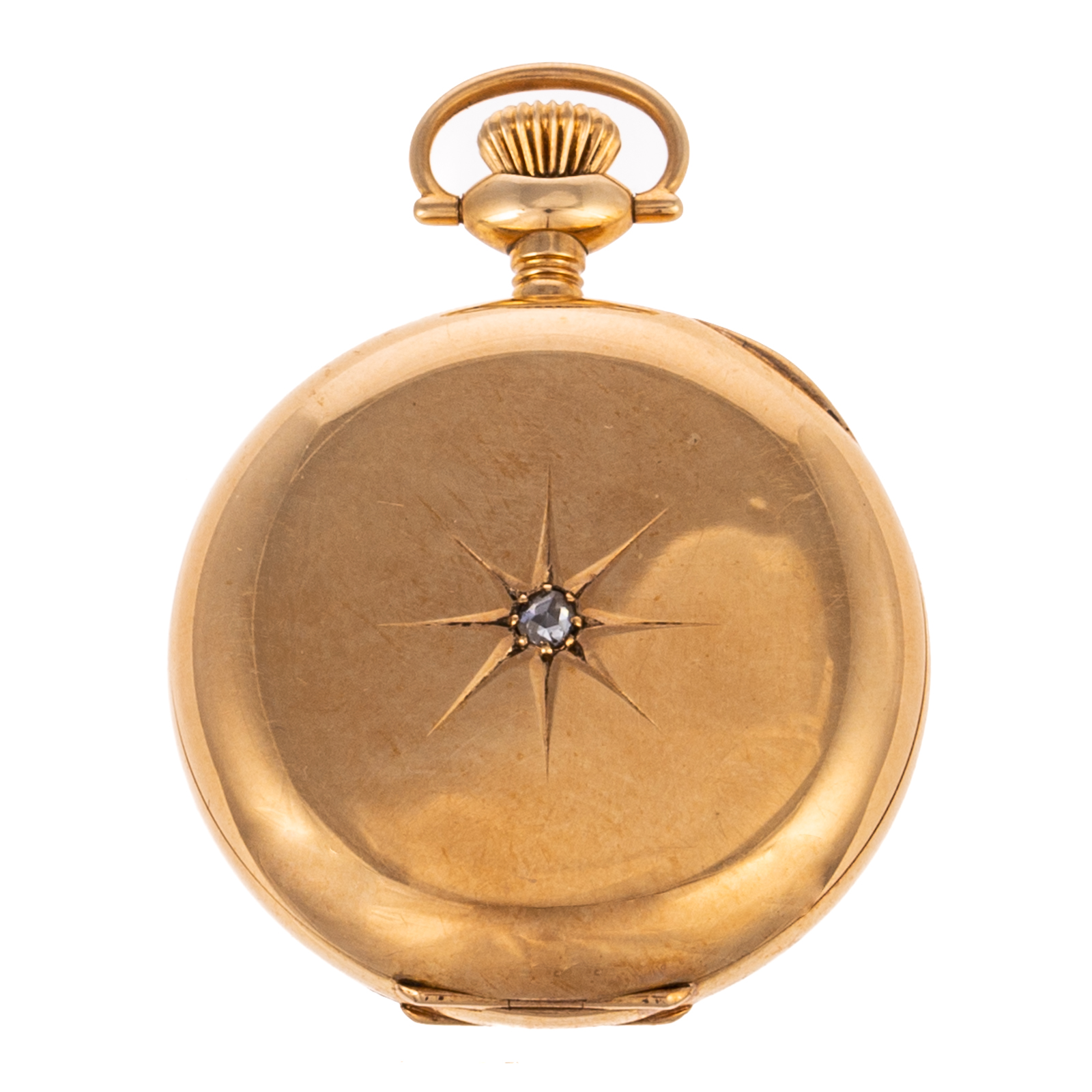 Appraisal: A K WALTHAM HUNTER CASE DIAMOND POCKET WATCH K yellow