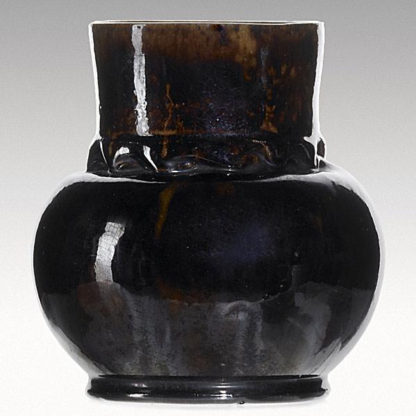 Appraisal: GEORGE OHRBulbous vase gunmetal brownGEO E OHR BILOXI x