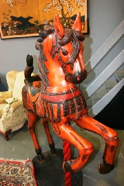 Appraisal: A th Century painted timber carousel horse