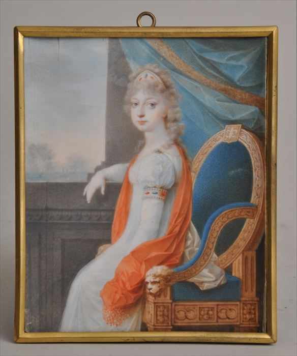 Appraisal: CONTINENTAL PORTRAIT MINIATURE OF MARIA THERESA CHARLOTTE MADAME ROYALE DE