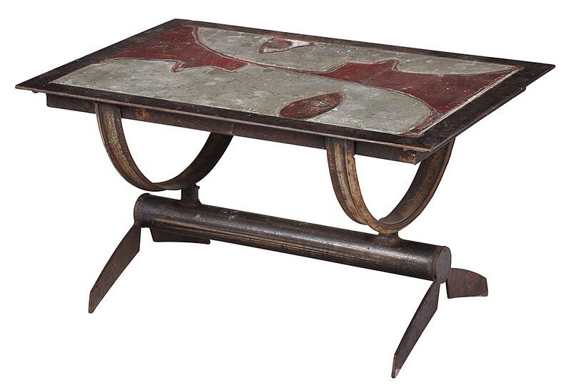 Appraisal: Studio Craft Enameled Iron Side Table attributed to Cindy Wynn