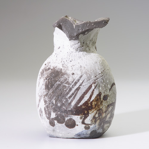 Appraisal: PAUL SOLDNER Wood-fired bottle-shaped vessel with random painted and incised