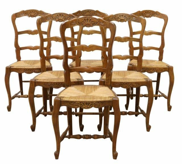 Appraisal: lot of French Provincial Louis XV style fruitwood chairs th