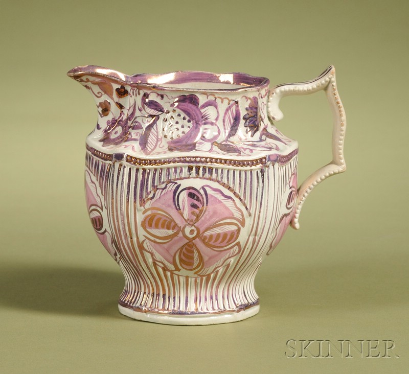 Appraisal: Sunderland-type Pink Lustre Pitcher England early th century molded floral