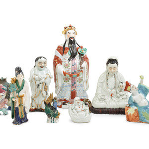 Appraisal: Eight Chinese Famille Rose Porcelain Figures LATE TH- TH CENTURY