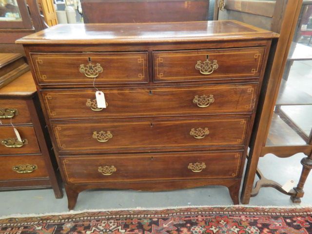 Appraisal: Period Hepplewhite Chest banded and string inlay two over three