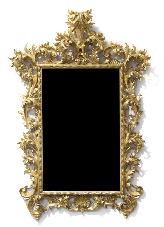 Appraisal: French Gilt Wood Pier Mirror having a rectangular beveled plate