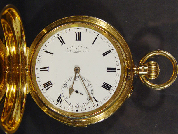 Appraisal: ct gold minute repeating gentlemans Hunter pocket watch by Thos