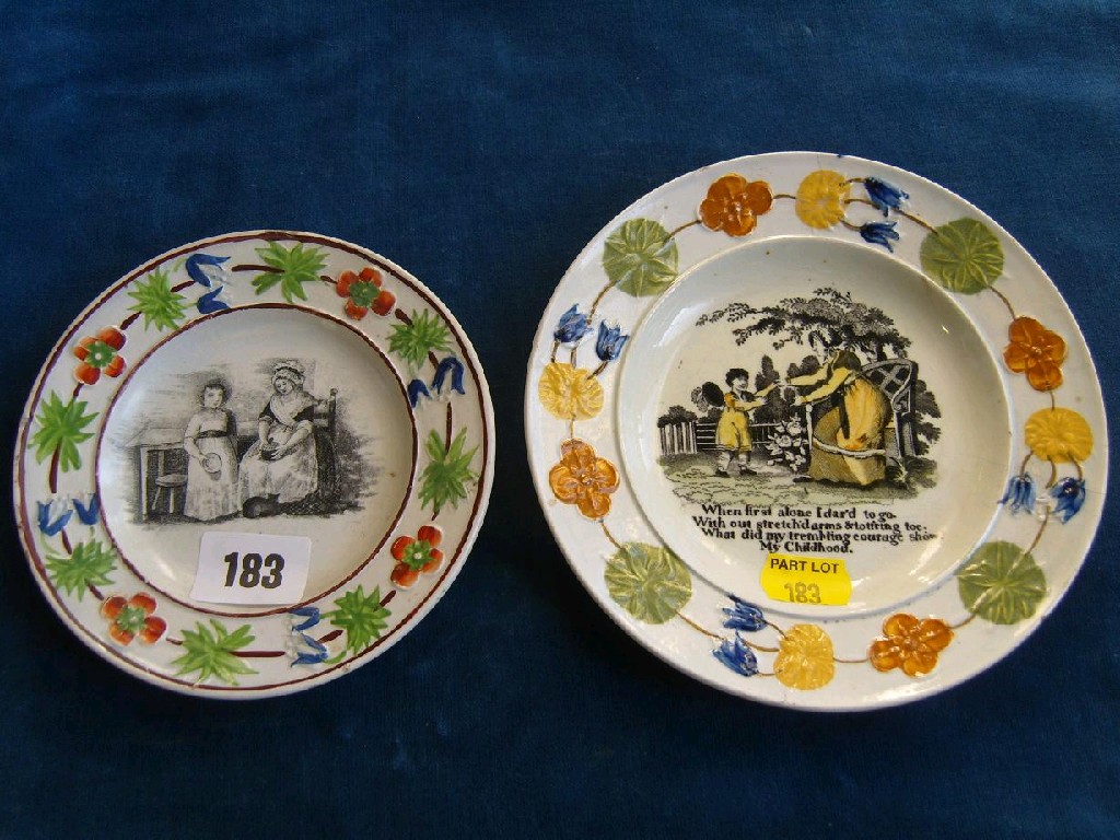 Appraisal: Two early th century child's plates one showing a black