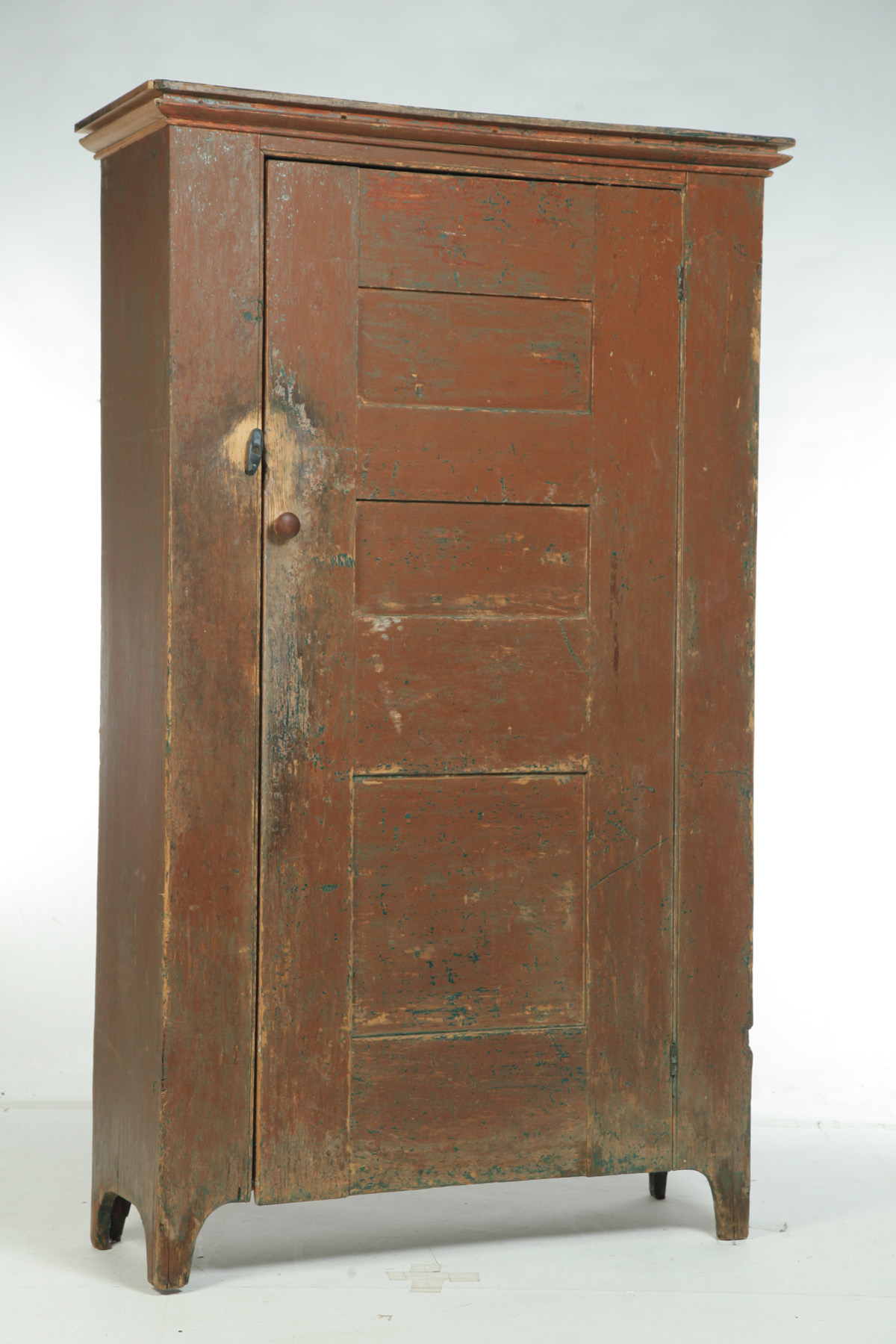 Appraisal: PAINTED ONE-DOOR FLAT WALL CUPBOARD American rd quarter- th century