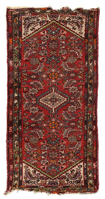 Appraisal: Hamadan Rug early th century stepped diamond central medallion on