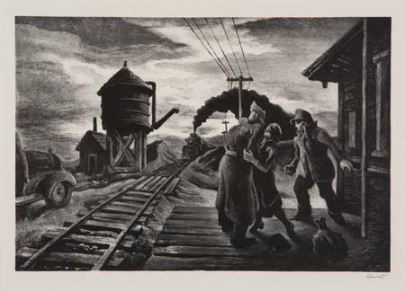 Appraisal: THOMAS HART BENTON Morning Train Lithograph x mm x inches