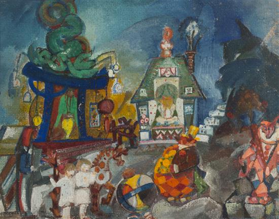 Appraisal: Sale Lot Boris Izrailovich Anisfeld Russian Circus gouache on board