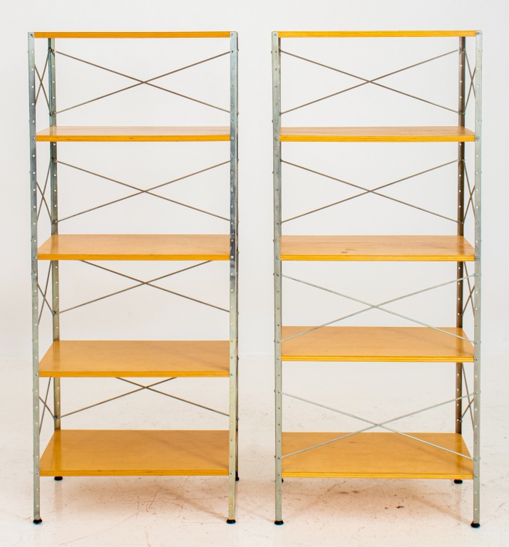 Appraisal: MODERNICA EAMES STYLE CASE STUDY SHELVES PAIR Modernica Los Angeles