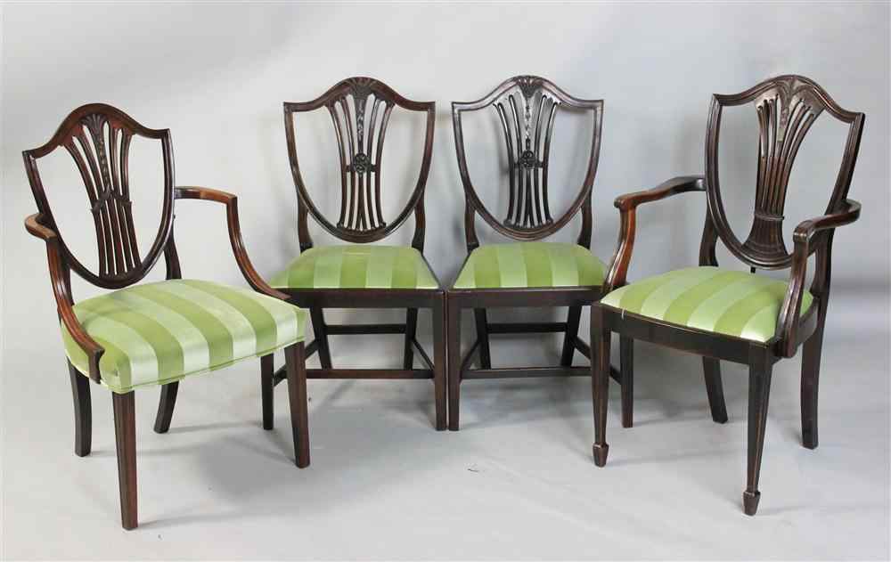 Appraisal: SET OF FOUR FEDERAL MAHOGANY SHIELD BACK CHAIRS comprising one