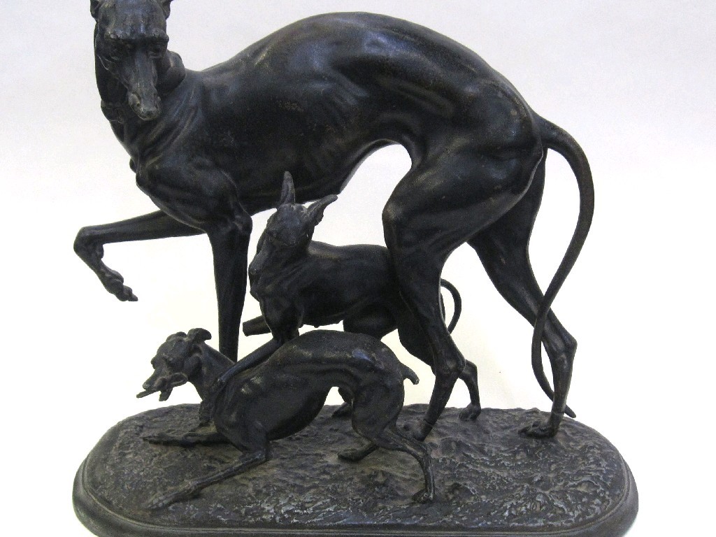 Appraisal: Spelter figure group of a whippet and two pups