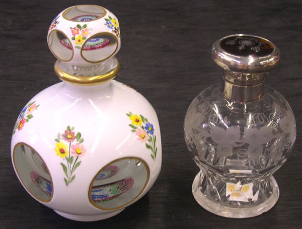 Appraisal: Two Cologne Bottles consisting of a good Bohemian millefiore paperweight-bases