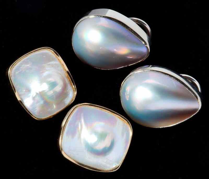 Appraisal: Two Pairs of Pearl Earringsthe first a Mabe blister pearl