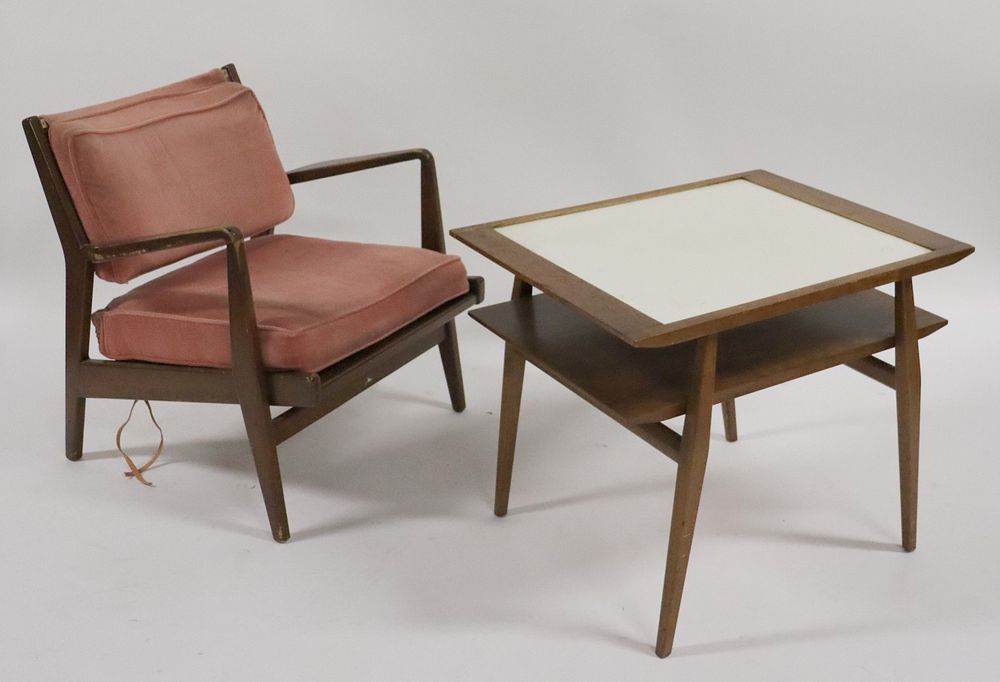 Appraisal: Midcentury Arm Chair And An End Table From a Central