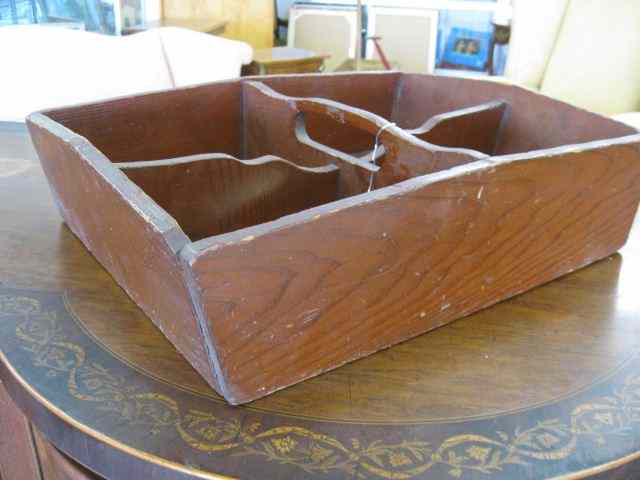 Appraisal: Antique Wooden Cutlery Box center handle