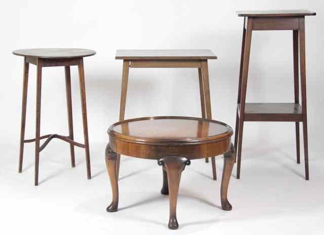 Appraisal: Three occasional tables and a jardini re stand