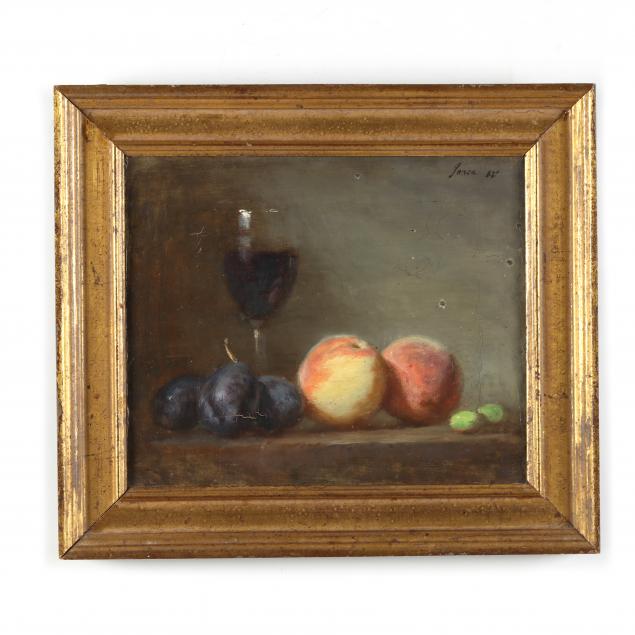 Appraisal: FRANK JANCA AMERICAN B STILL LIFE WITH PEACHES PLUMS OLIVES