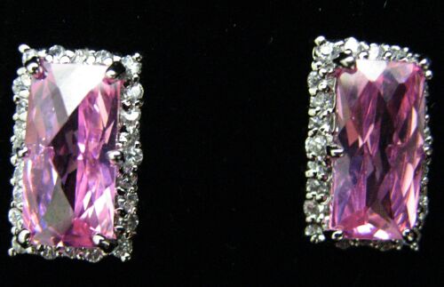 Appraisal: PINK TOPAZ CRYSTALS STERLING SILVER EARRINGS