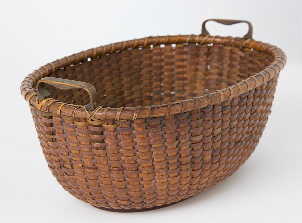 Appraisal: th Century Nantucket Miniature Oval Basket Exclusive on Bidsquare th