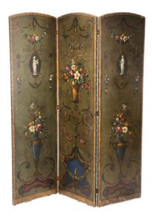 Appraisal: Victorian Hand Painted Three Panel Floor Screen English last quarter