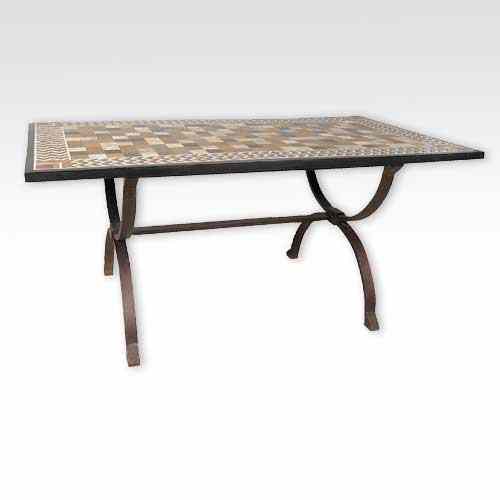 Appraisal: An Indian Stone Veneer Iron Base Rectangular Dining Table the