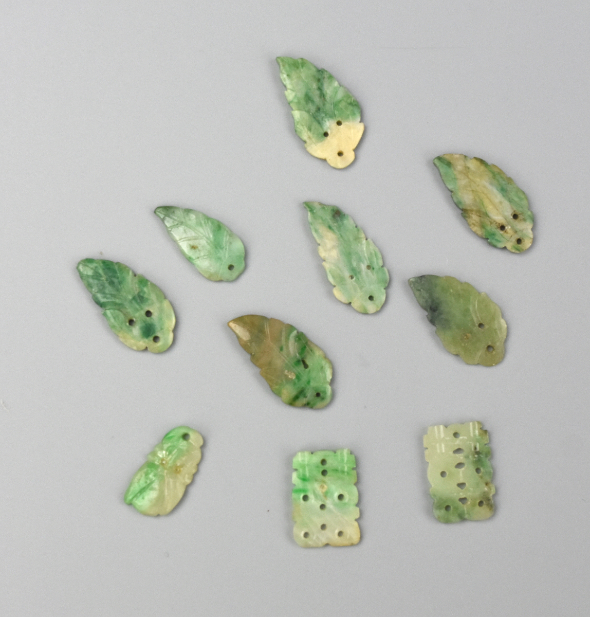 Appraisal: GROUP OF CHINESE JADEITE EARING PIECES QING D group of