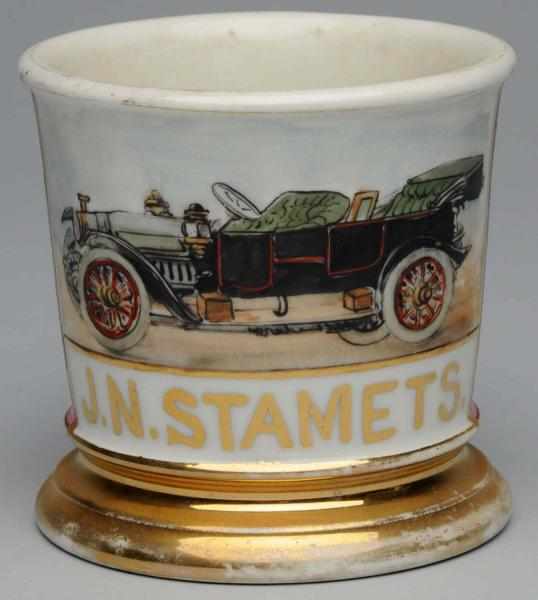 Appraisal: Open Air Automobile Shaving Mug Gilt name J N Stamets