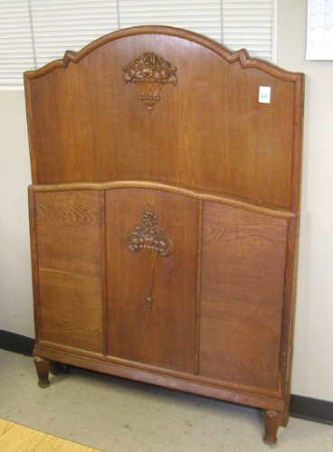 Appraisal: AN OAK TWIN BED WITH RAILS Belgian early th century