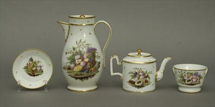 Appraisal: French Porcelain Chocolate Pot Teapot Open Sugar Bowl and Saucer