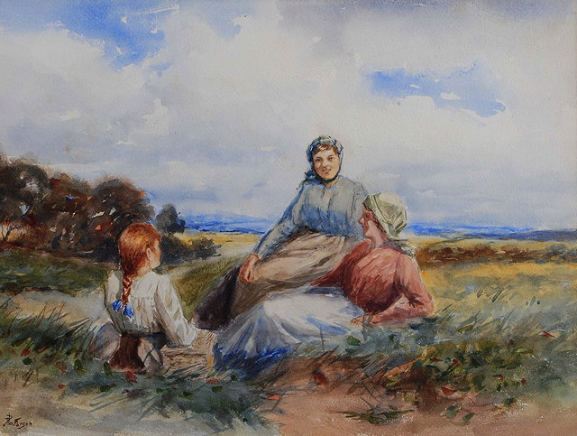 Appraisal: THOMAS PATERSON TH TH CENTURY Landscape with two resting figures