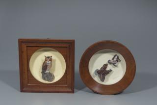 Appraisal: Miniature Owl and Quail in Display Frames William H Reinbold