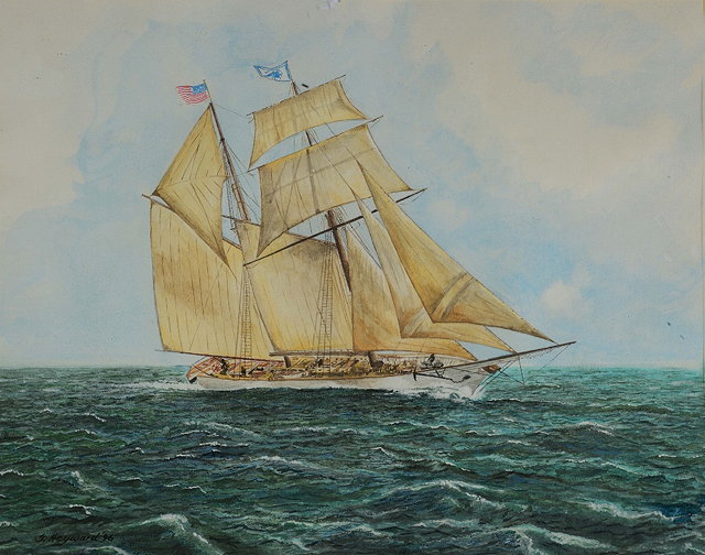 Appraisal: G HEYWARDPortrait of an American sailing vessel at sea signed