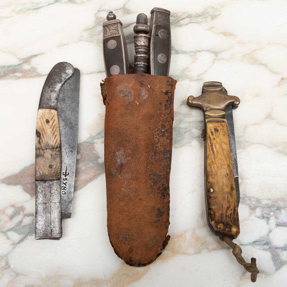 Appraisal: Miscellaneous Group of Five Knives and A German Steel Travelling