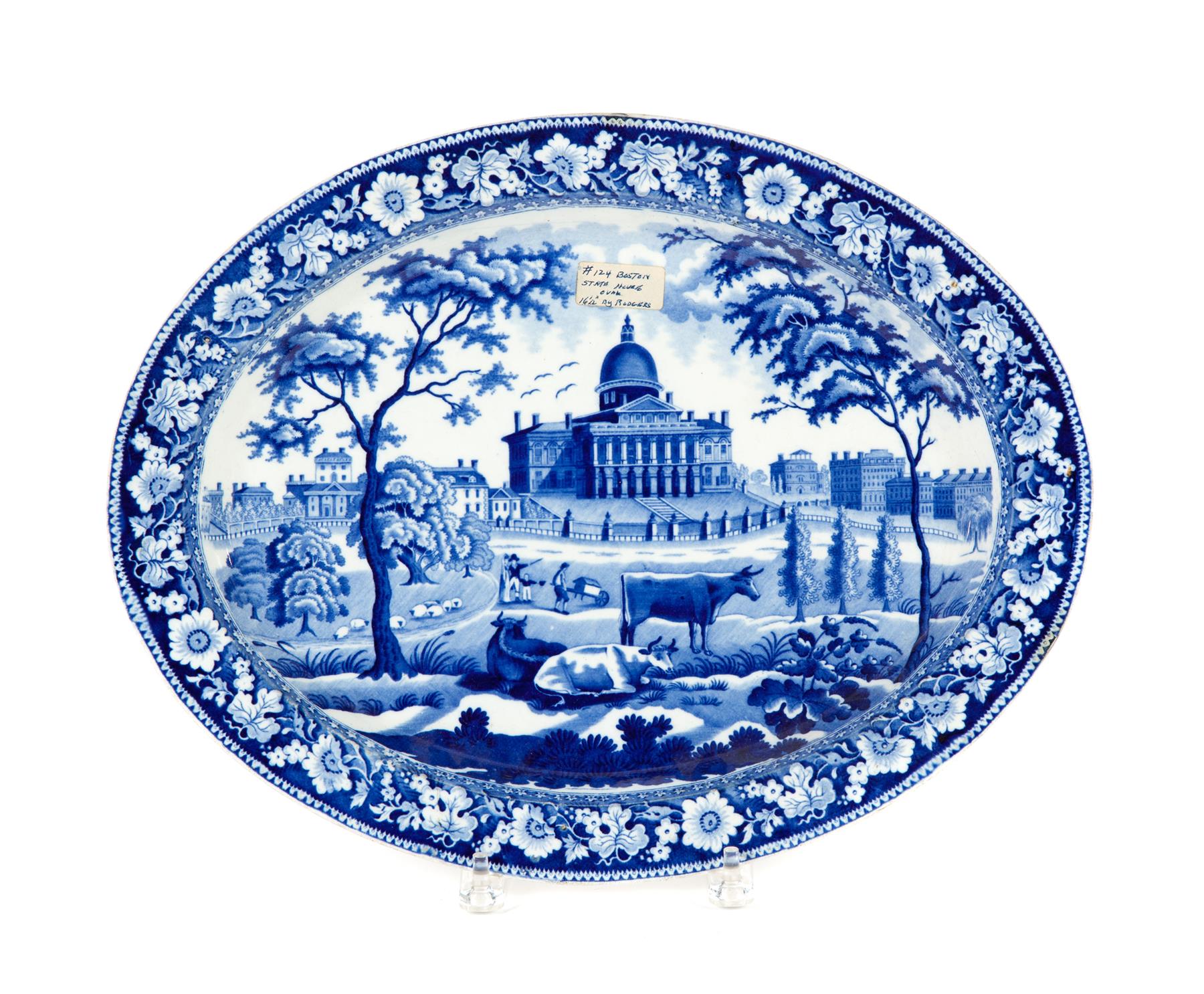 Appraisal: HISTORICAL BLUE STAFFORDSHIRE PLATTER England nd quarter- th century Oval