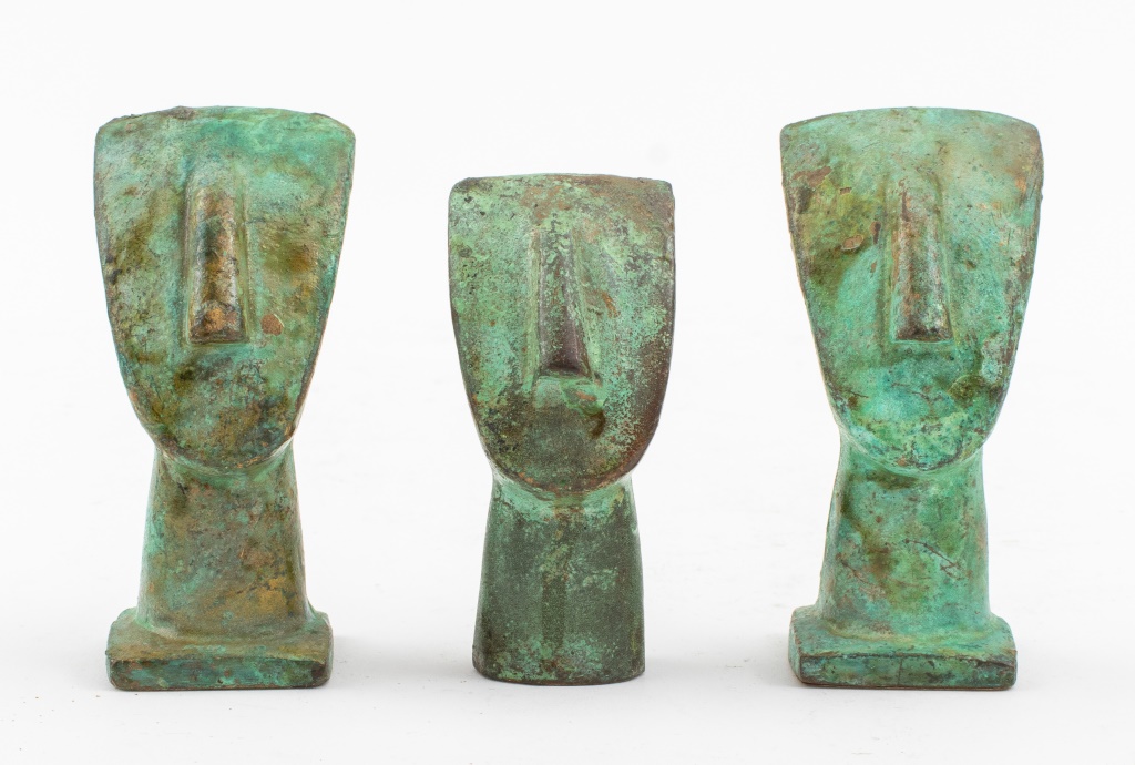 Appraisal: ITALIAN BRUTALIST VERDIGRIS BRONZE GROUP CYCLADES Italian Brutalist verdigris bronze