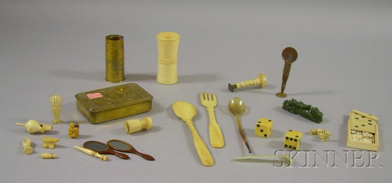 Appraisal: Group of Small Miscellaneous Ivory and Metal Gaming WWI and