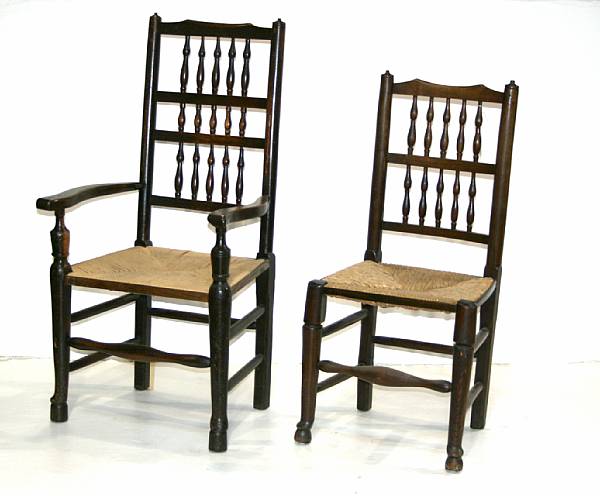 Appraisal: An assembled set of seven English Provincial chairs first half