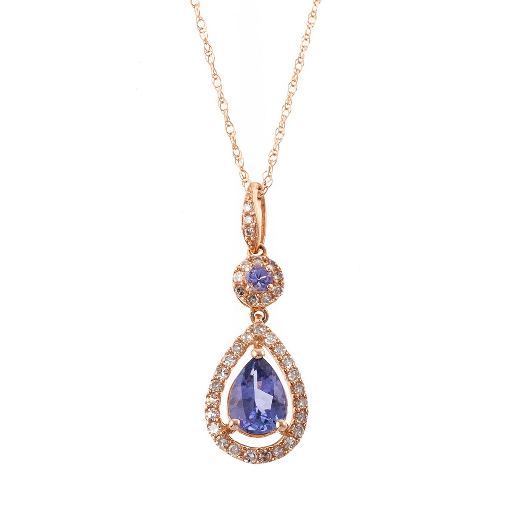 Appraisal: A Pear Shaped Tanzanite Pendant on Chain K rose gold